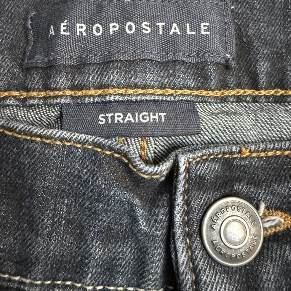 Aeropostale Mens Straight Leg Jeans Dark Wash Blue Denim 36x30 (36x29) Stretch - Picture 4 of 7